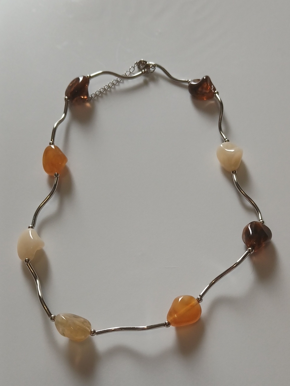 Fashion Jewelry Brown, Cream & Amber Bead Necklace